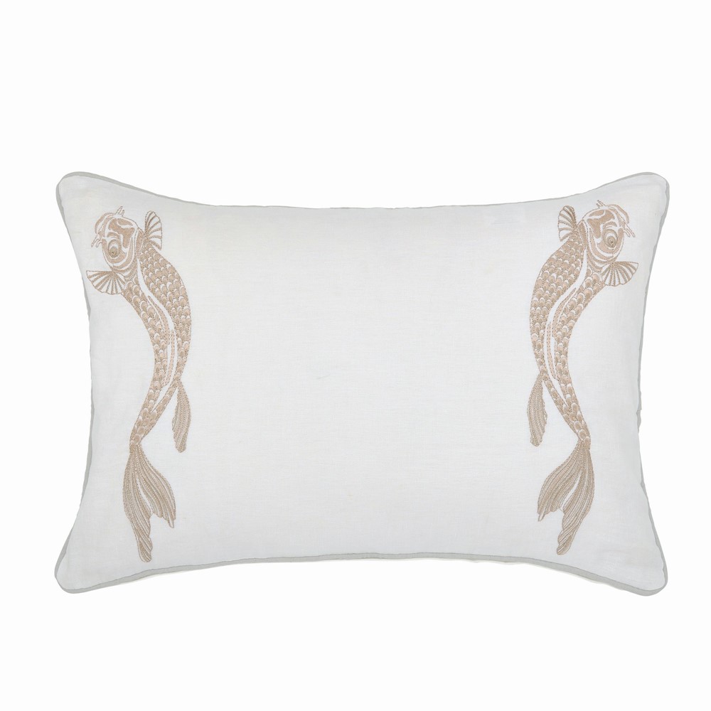 Lotus Leaf Jacquard Cushion by Sanderson in Ivory White